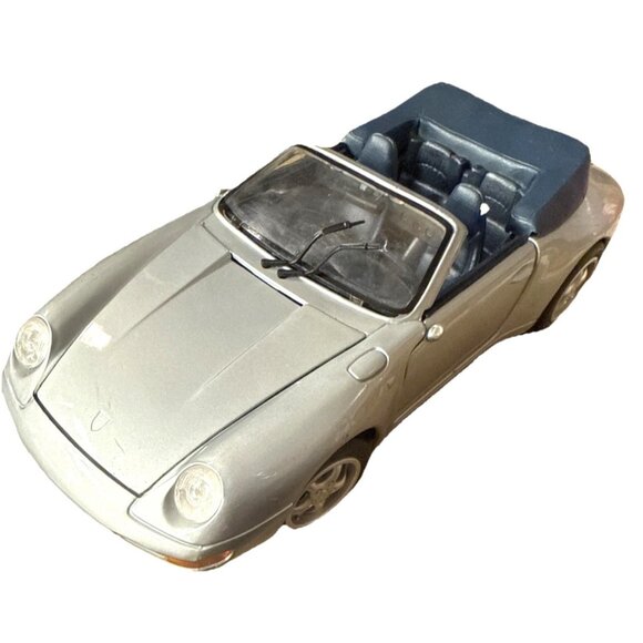 maisto Other - Vintage 1994 Maisto PORSCHE 911 CARRERA CABRIOLET 1:18 Diecast Model Grey Silver